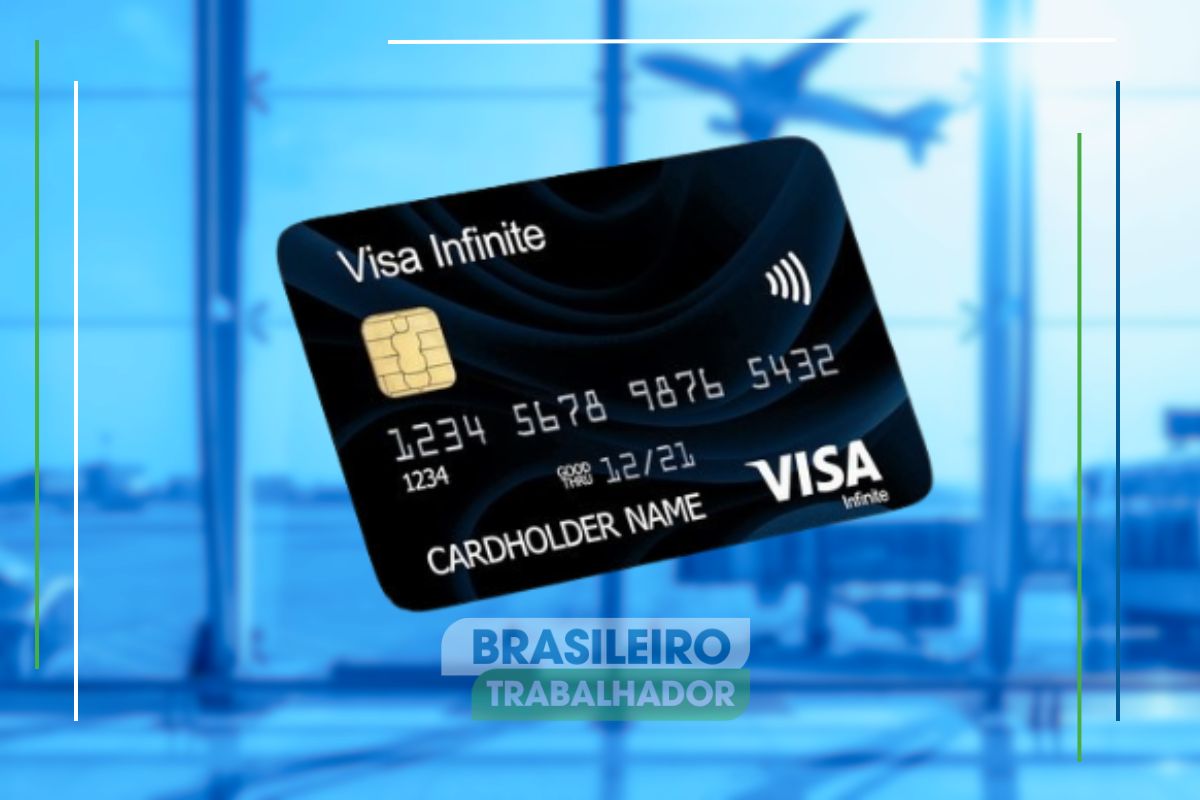 Donos de Cartão de Crédito como este Visa Infinite podem aproveitar vantagens em aeroportos. Ao fundo dessa imagem é possível ver um avião decolando