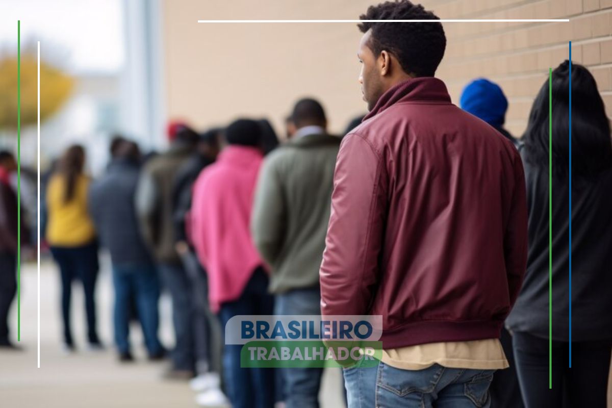 Algumas pessoas na fila em uma calçada após verem Como consultar nome na fila do SUS