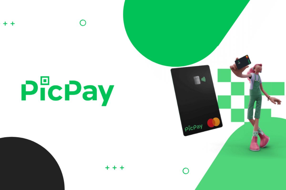 A ilustração mostra uma pessoa indo em direção ao cartão de crédito. Isso ilustra que o PicPay registra aumento expressivo nos lucros de 2024