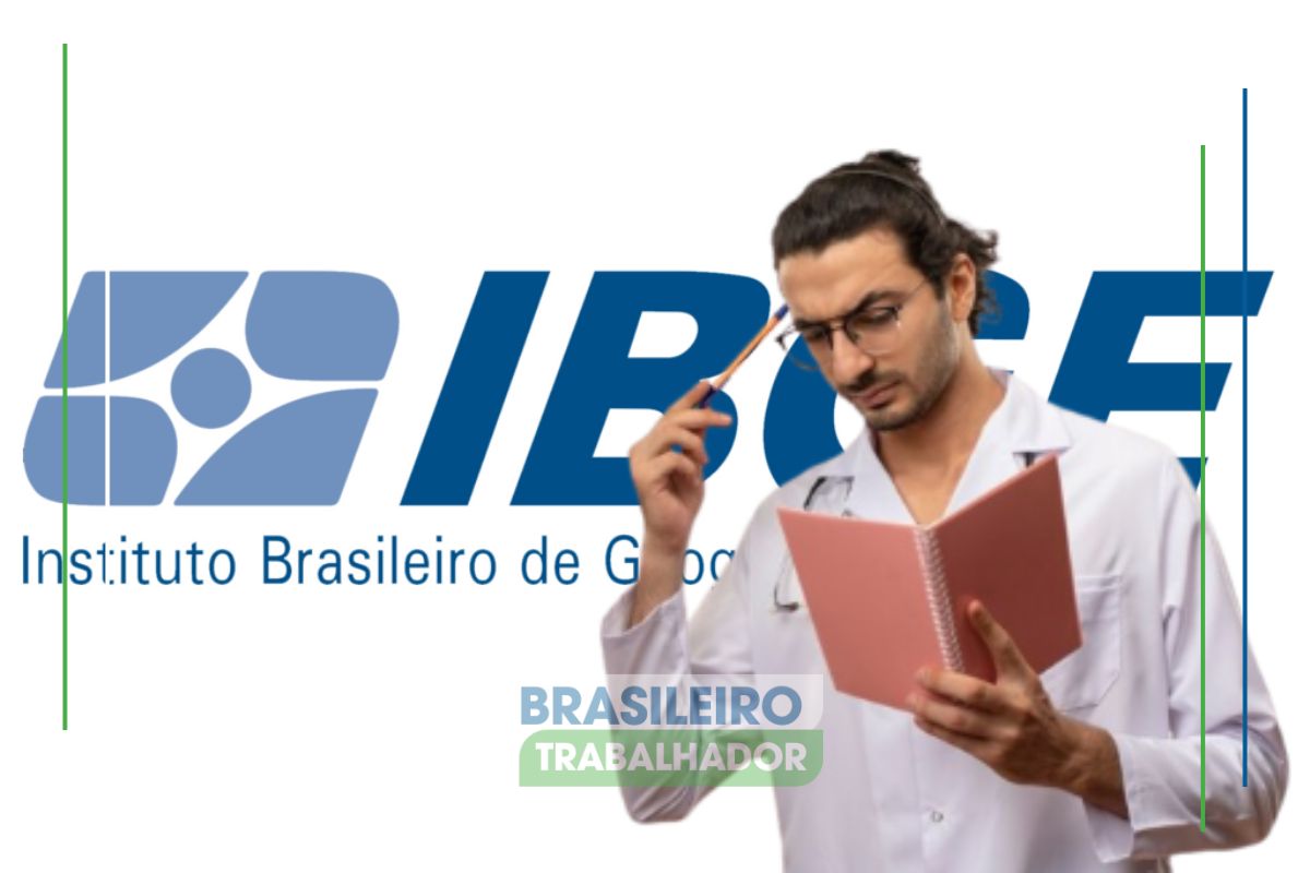 Um pesquisador com o caderno na mão mostrando como o IBGE calcula a taxa de desemprego no Brasil