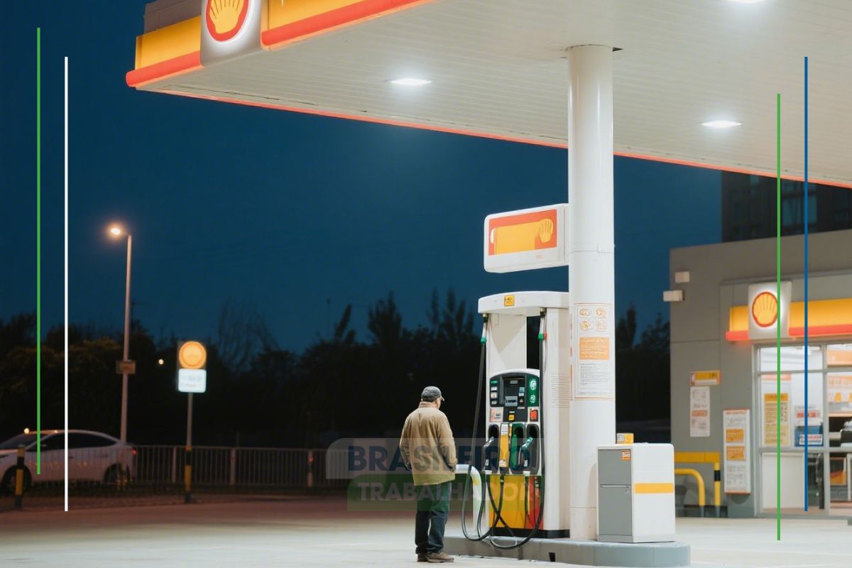 Um rapaz no posto vendo que a gasolina supera o etanol