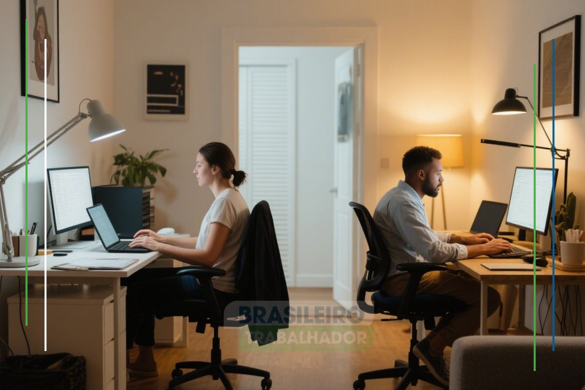 Duas pessoas pensando que o trabalho remoto é fonte de desigualdade